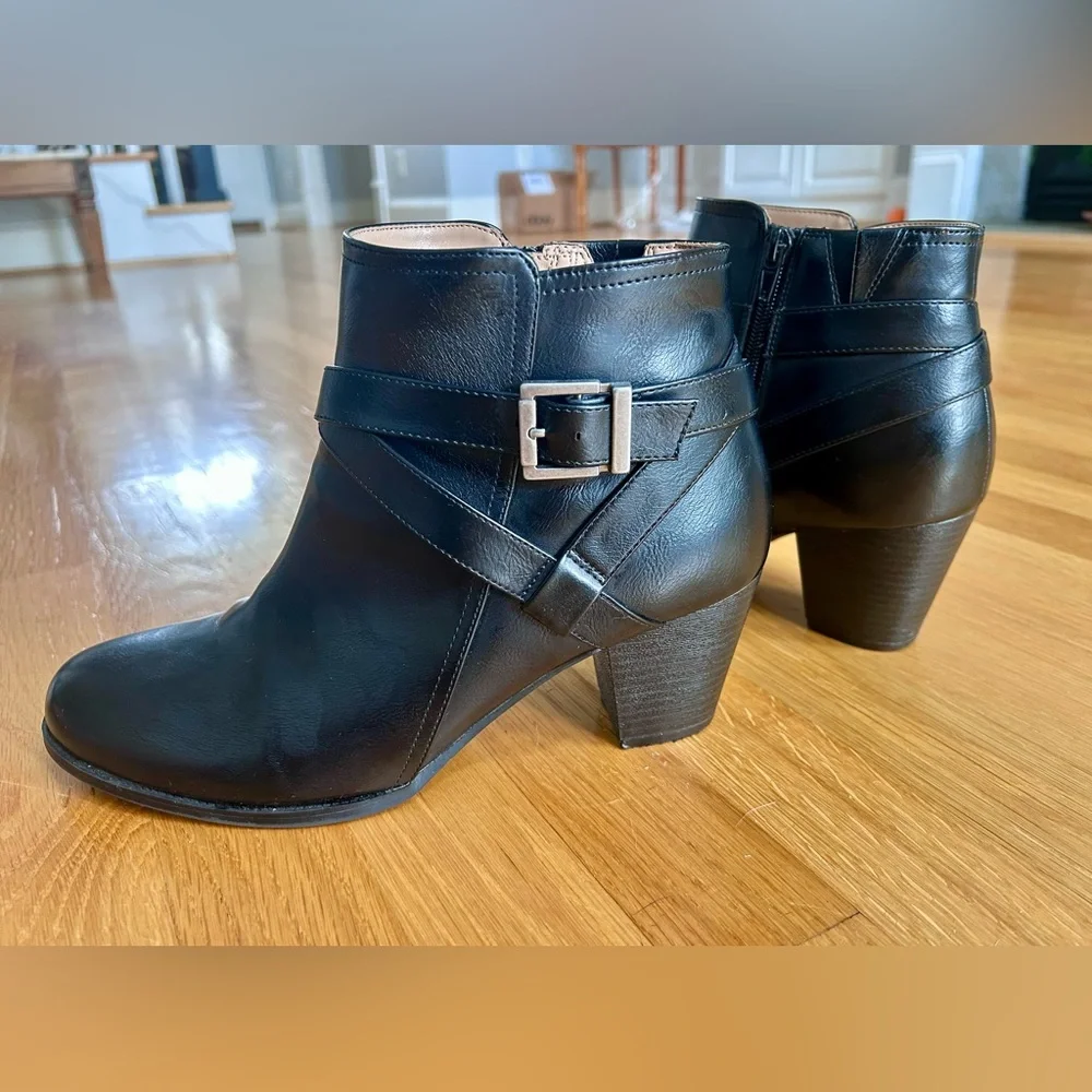 Abella Black Ankle Boots with Buckle - Picture 10 of 11